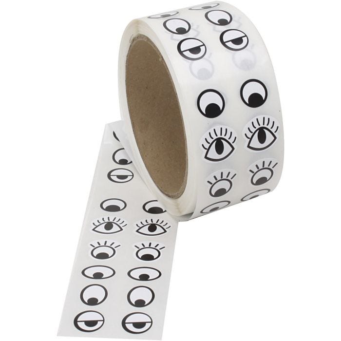 Pegatinas de ojos, negro, blanco, 2000 ud/ 1 paquete