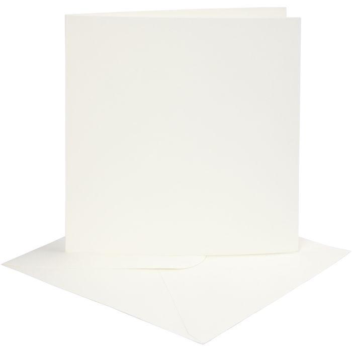 Tarjetas y sobres, medida tarjeta 15,2x15,2 cm, medida sobre 16x16 cm, 220 gr, blanquecino, 4 set/ 1 paquete