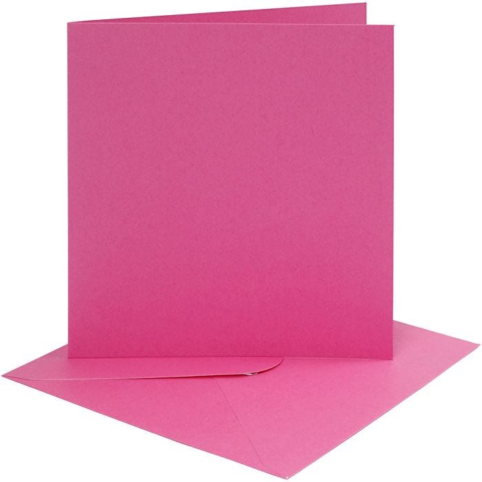 Tarjetas y sobres, medida tarjeta 15,2x15,2 cm, medida sobre 16x16 cm, 220 gr, rosa, 4 set/ 1 paquete