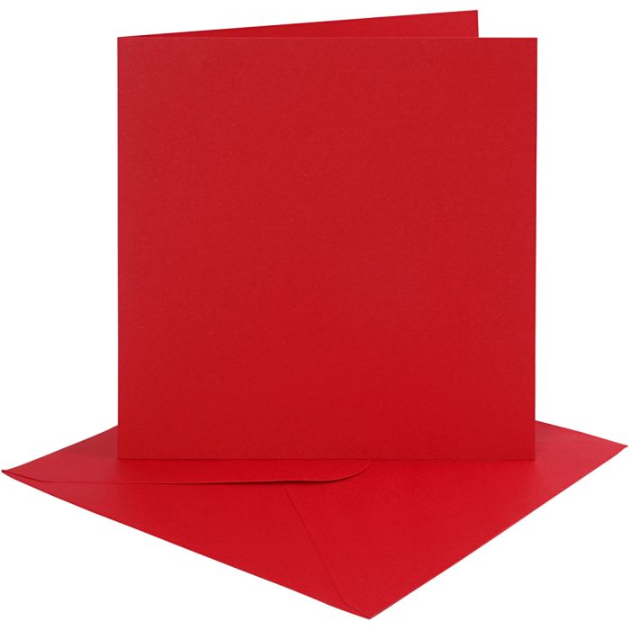 Tarjetas y sobres, medida tarjeta 15,2x15,2 cm, medida sobre 16x16 cm, 230 gr, rojo, 4 set/ 1 paquete