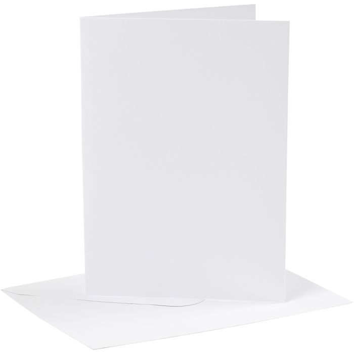 Tarjetas y sobres, medida tarjeta 12,7x17,8 cm, medida sobre 13,3x18,5 cm, 230 gr, blanco, 4 set/ 1 paquete