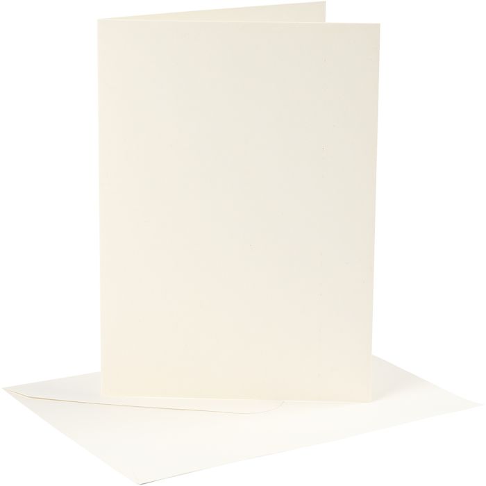 Tarjetas y sobres, medida tarjeta 12,7x17,8 cm, medida sobre 13,3x18,5 cm, 220 gr, blanquecino, 4 set/ 1 paquete