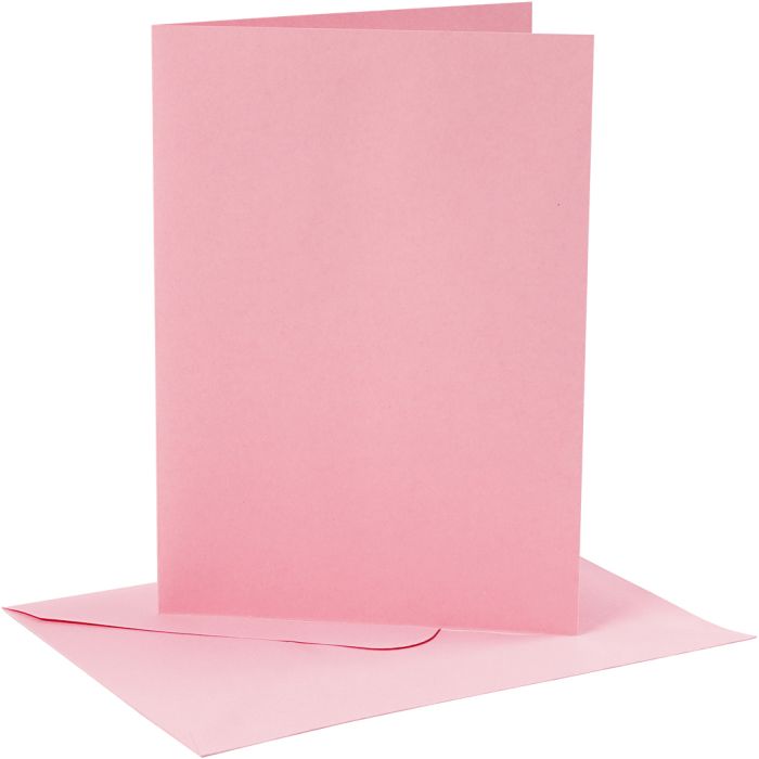 Tarjetas y sobres, medida tarjeta 12,7x17,8 cm, medida sobre 13,3x18,5 cm, 220 gr, rosado, 4 set/ 1 paquete