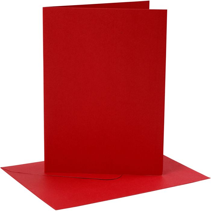 Tarjetas y sobres, medida tarjeta 12,7x17,8 cm, medida sobre 13,3x18,5 cm, 230 gr, rojo, 4 set/ 1 paquete