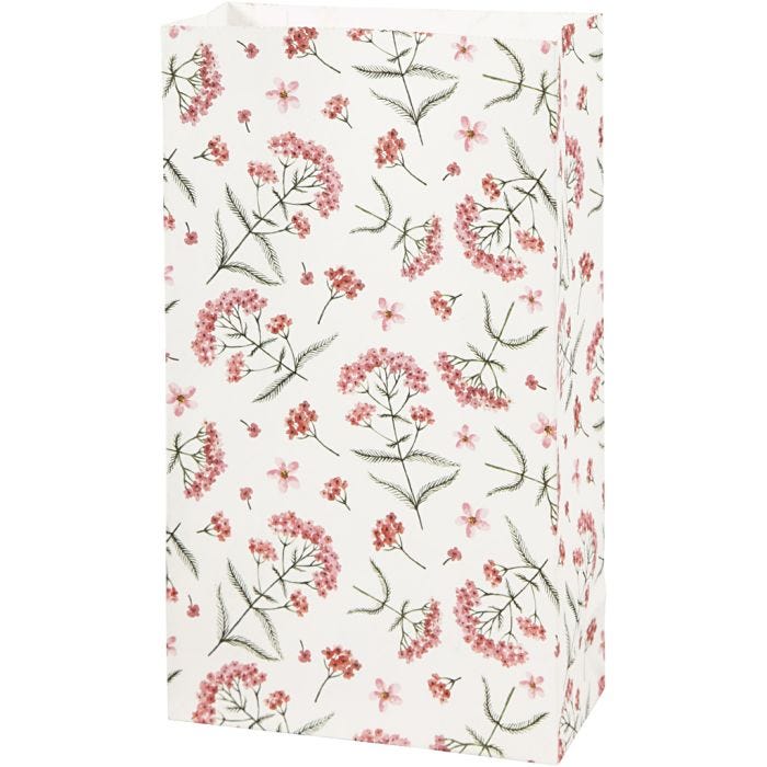 Bolsas de papel, Flores, A: 21 cm, medidas 6x12 cm, 80 gr, 8 ud/ 1 paquete