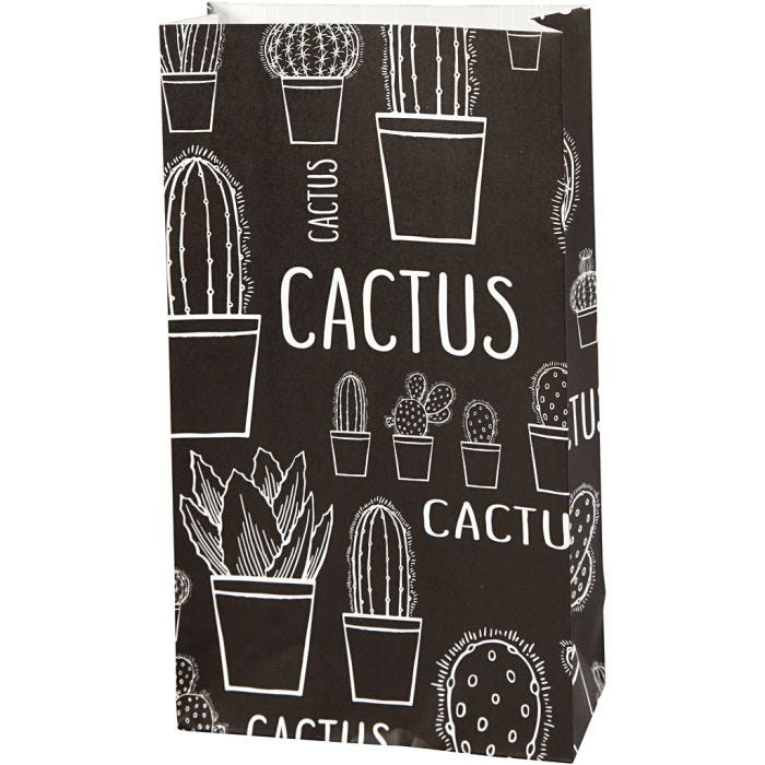 Bolsas de papel, Cactus, A: 21 cm, medidas 6x12 cm, 80 gr, 8 ud/ 1 paquete