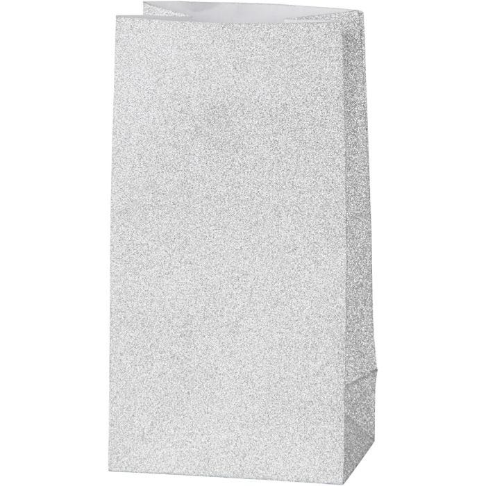 Bolsas de Papel, A: 17 cm, medidas 6x9 cm, 120 gr, plata, 8 ud/ 1 paquete