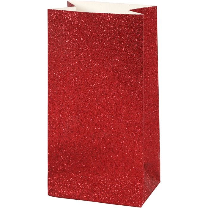 Bolsas de papel, A: 17 cm, medidas 6x9 cm, 200 gr, rojo, 8ud/ 1 paquete