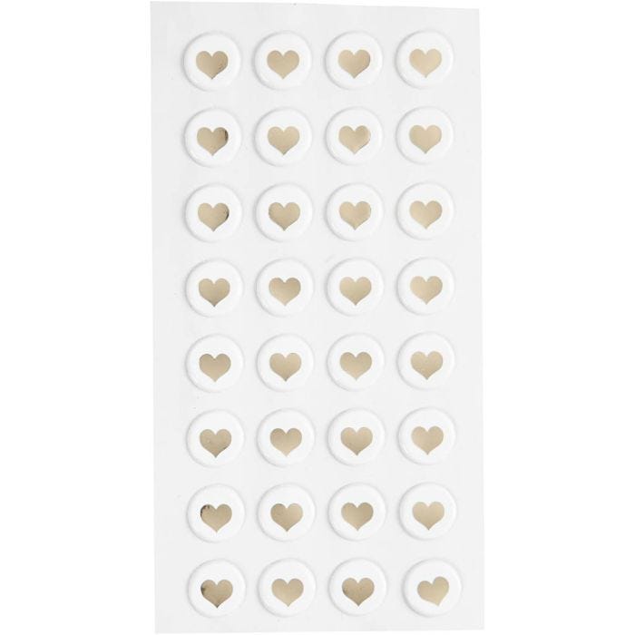 Pegatinas hinchadas, dia 14 mm, grosor 2 mm, blanco, 32 ud/ 1 paquete