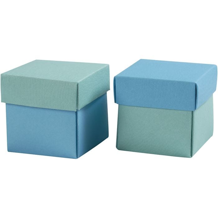 Caja plegable, medidas 5,5x5,5 cm, 250 gr, turquesa claro, 10 ud/ 1 paquete