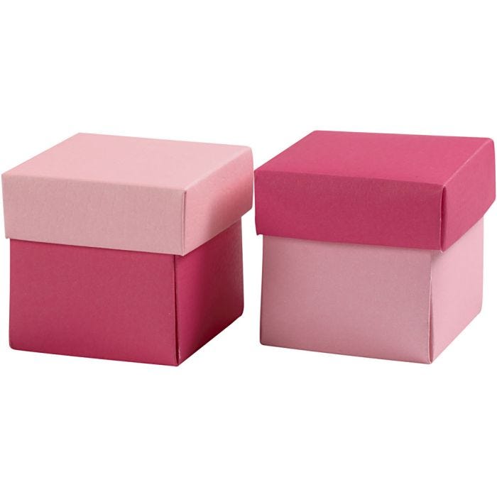 Caja plegable, medidas 5,5x5,5 cm, 250 gr, rosa/rosado, 10ud/ 1 paquete