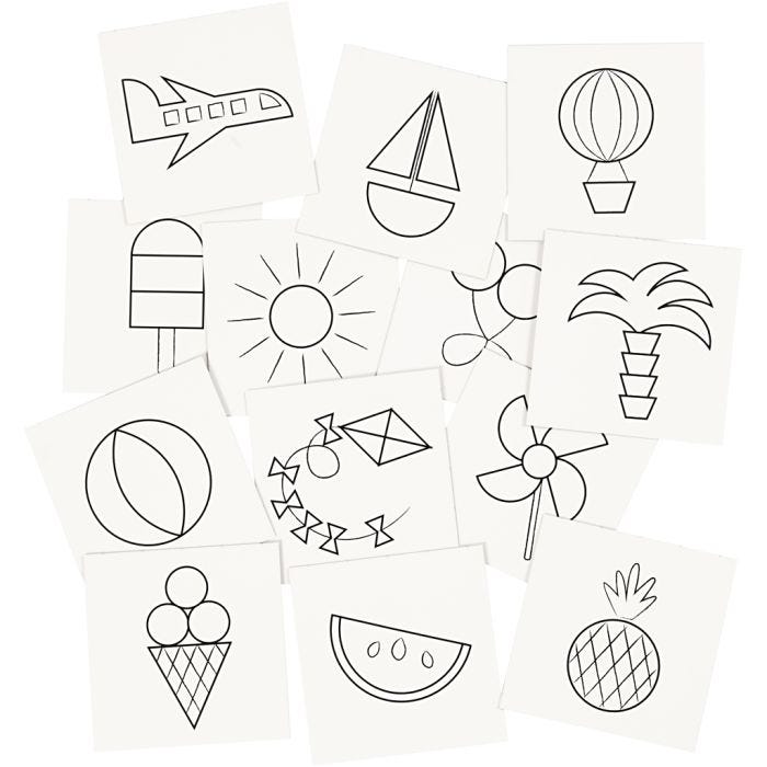 Tarjetas de Memory, medidas 7x7 cm, 400 gr, blanco, 1 set