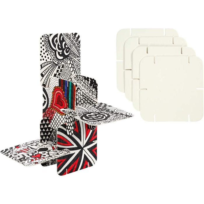 Piezas de construcción, medidas 9,3x9,3 cm, grosor 1,2 mm, blanco, 200 ud/ 1 paquete
