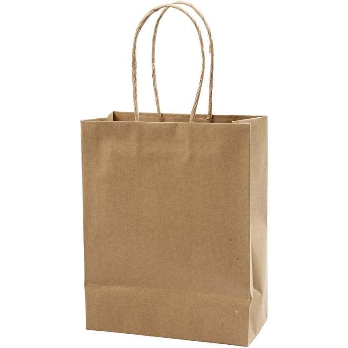 Bolsas de papel, A: 23 cm, A: 18x9 cm, 125 gr, marrón, 10ud/ 1 paquete