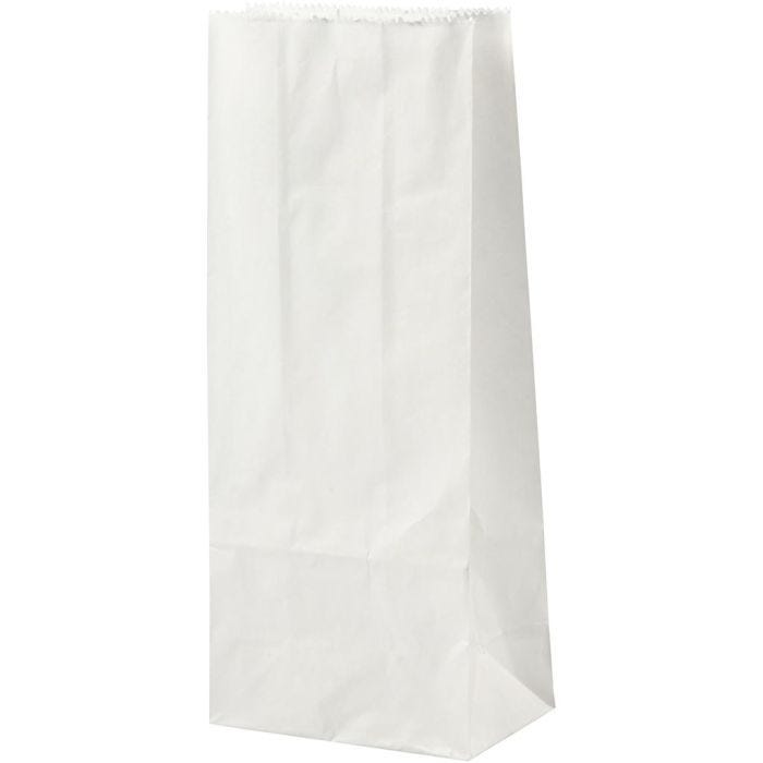 Bolsas de papel, A: 22 cm, medidas 6,5x9 cm, 46 gr, blanco, 100ud/ 1 paquete