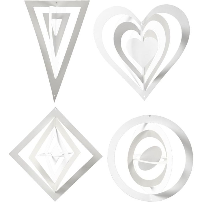 Ornamentos 3D, A: 18+22+24 cm, A: 15+18+22 cm, 230 gr, blanco, 16 ud/ 1 paquete