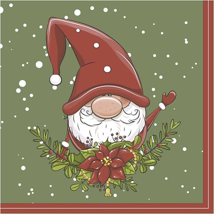 Servilletas, Duende de Navidad, medidas 33x33 cm, 20 ud/ 1 paquete