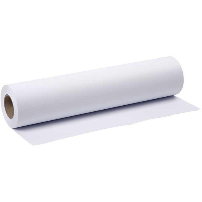 Papel de dibujo en rollo, A: 42 cm, 80 gr, blanco, 50 m/ 1 rollo