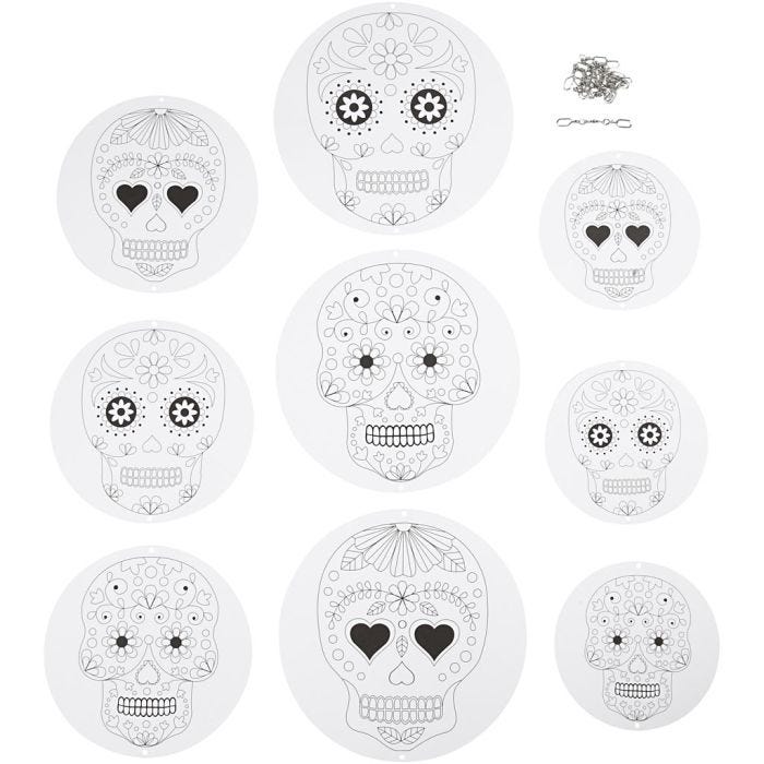Móviles con diseños, dia 12+15+18 cm, 300 gr, blanco, 3 set/ 1 paquete