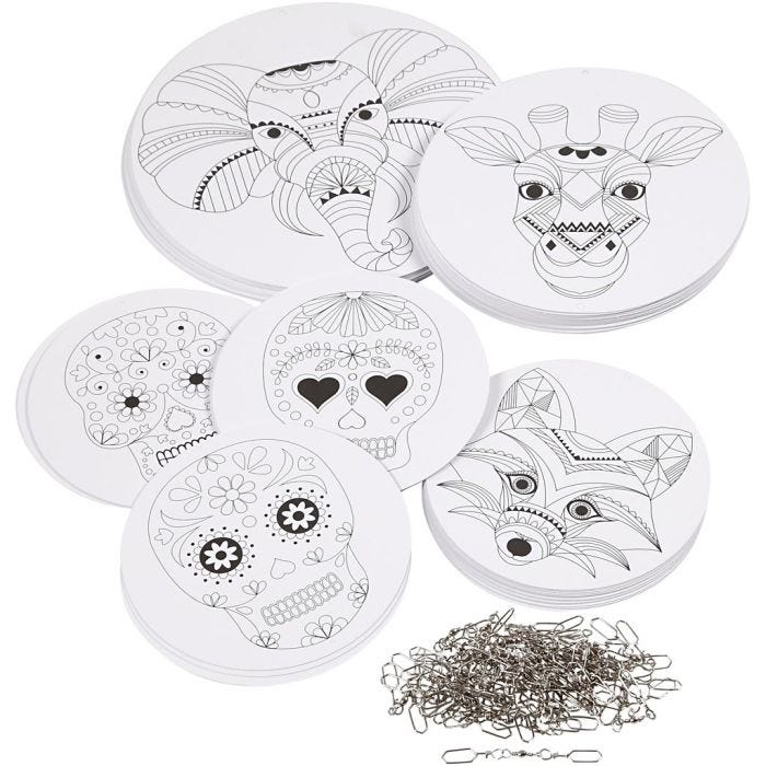 Móviles con diseños, dia 12+15+18 cm, 300 gr, blanco, 20 set/ 1 paquete