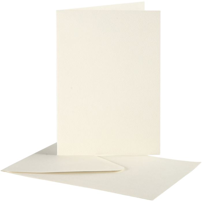 Tarjetas y sobres, medida tarjeta 10,5x15 cm, medida sobre 11,5x16,5 cm, blanquecino, 10 set/ 1 paquete
