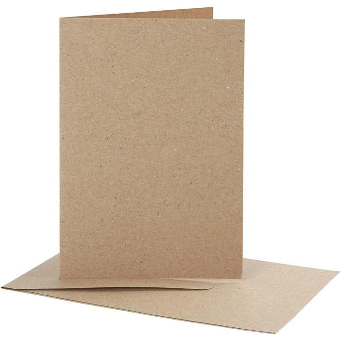 Postales y sobres, medida tarjeta 10,5x15 cm, medida sobre 11,5x16,5 cm, natural, 10 set/ 1 paquete