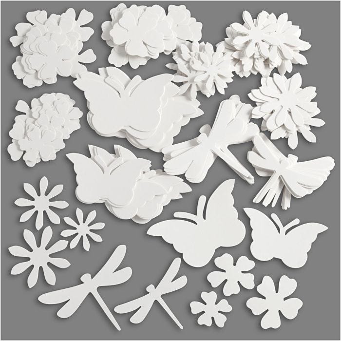 Elementos troquelados "verano", medidas 4,5-12 cm, 240 gr, blanco, 362 ud/ 1 paquete