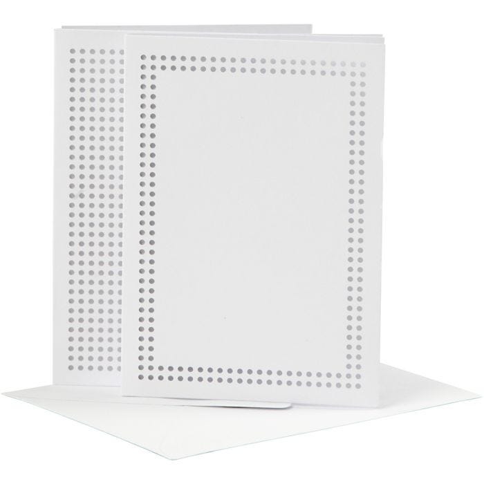 Tarjeta para bordar, medida tarjeta 10,5x15 cm, medida sobre 11,5x16,5 cm, blanco, 6 set/ 1 paquete