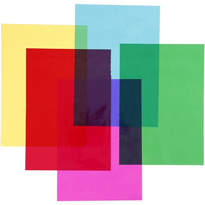 Celofán, hoja 210x297 mm, surtido de colores, 5x20 hoja/ 1 paquete