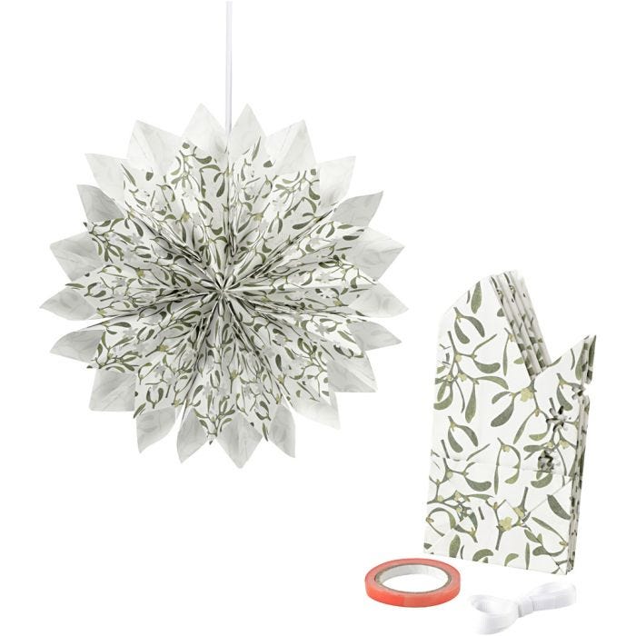 Estrella con bolsas de papel, 80 gr, verde, blanco, 1 set