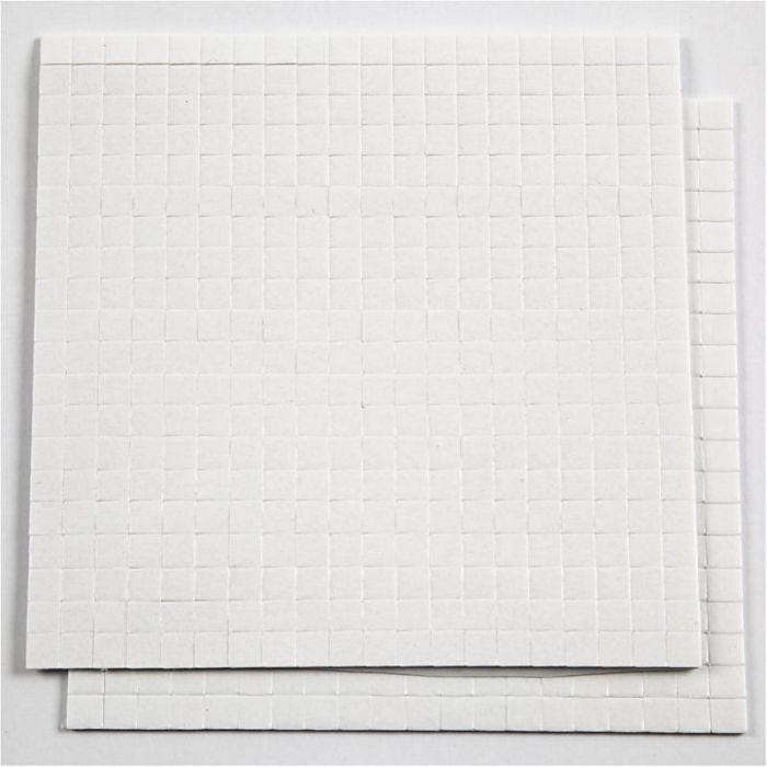 Almohadillas 3D, medidas 5x5 mm, grosor 1 mm, blanco, 2x400 ud, 2 hoja/ 1 paquete