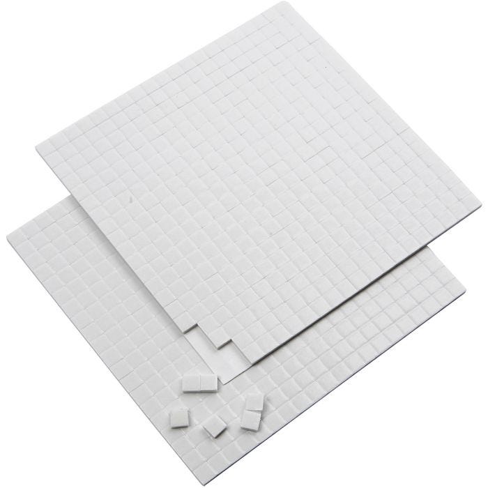 Almohadillas 3D, medidas 5x5 mm, grosor 2 mm, blanco, 2x400 ud, 2 hoja/ 1 paquete