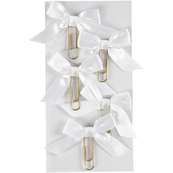 Clips de metal, medidas 40x70 mm, blanco, 5 ud/ 1 paquete