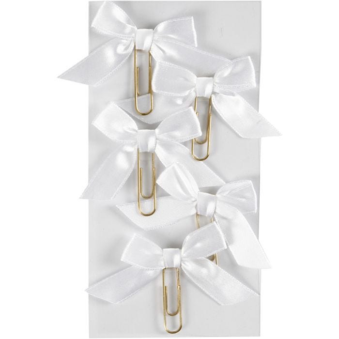 Clips de metal, medidas 40x70 mm, blanco, 5 ud/ 1 paquete