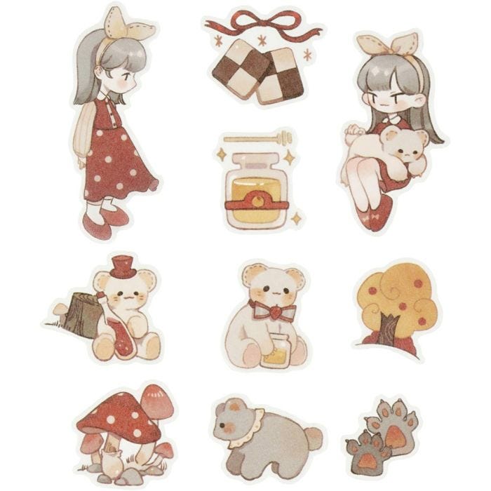 Cinta adhesiva, ositos de peluche, medidas 25-70 mm, 30 ud/ 1 paquete