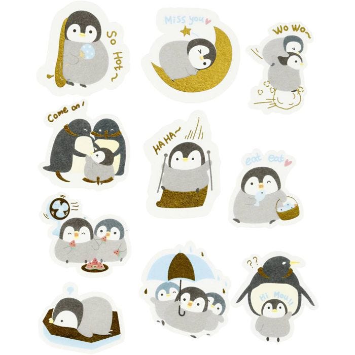 Cinta adhesiva, pingüinos, medidas 40-53 mm, 30 ud/ 1 paquete