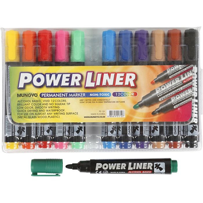 Power liner, trazo ancho 1,5-3 mm, surtido de colores, 12 ud/ 1 paquete