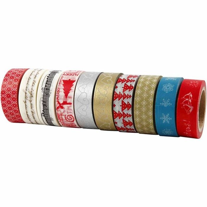 Washi Tape, Navidad, A: 15 mm, 10x10 m/ 1 paquete
