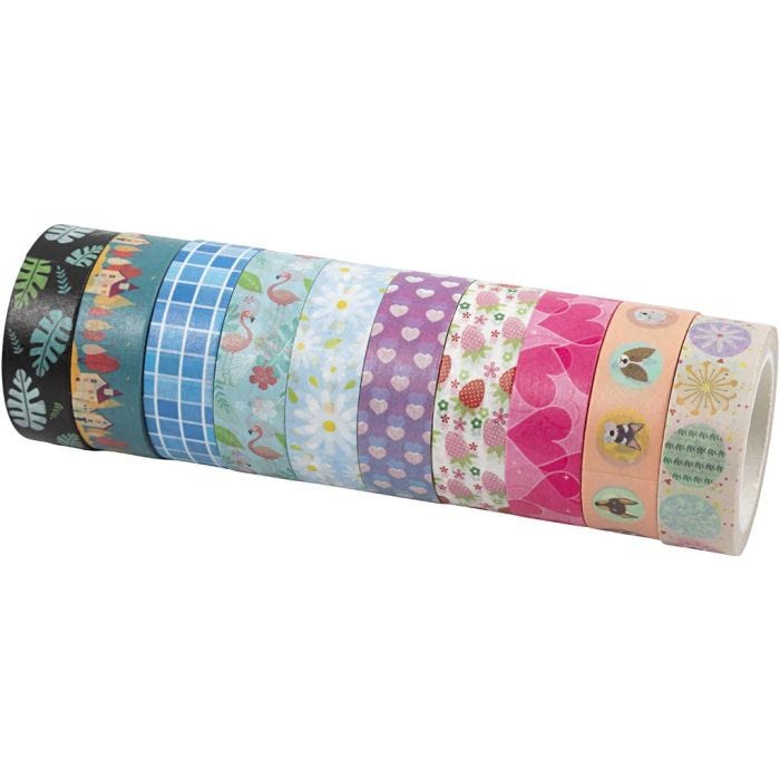 Washi Tape, A: 15 mm, 10x10 m/ 1 paquete