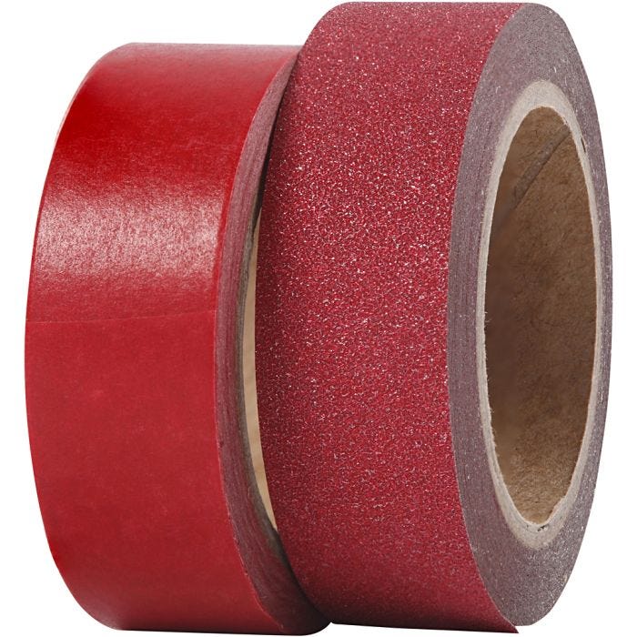 Washi tape diseño, A: 15 mm, rojo, 2 rollo/ 1 paquete