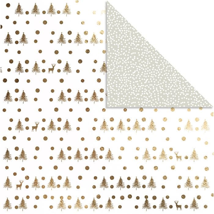 Papel estampado, Ciervos &amp; topos, hoja 30,5x30,5 cm, 180 gr, dorado, 3 hoja/ 1 paquete