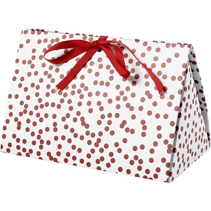 Caja de regalo plegable, Topos, medidas 15x7x8 cm, 250 gr, rojo, 3 ud/ 1 paquete