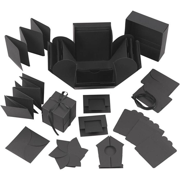 Caja de explosión, medidas 7x7x7,5+12x12x12 cm, negro, 1 ud