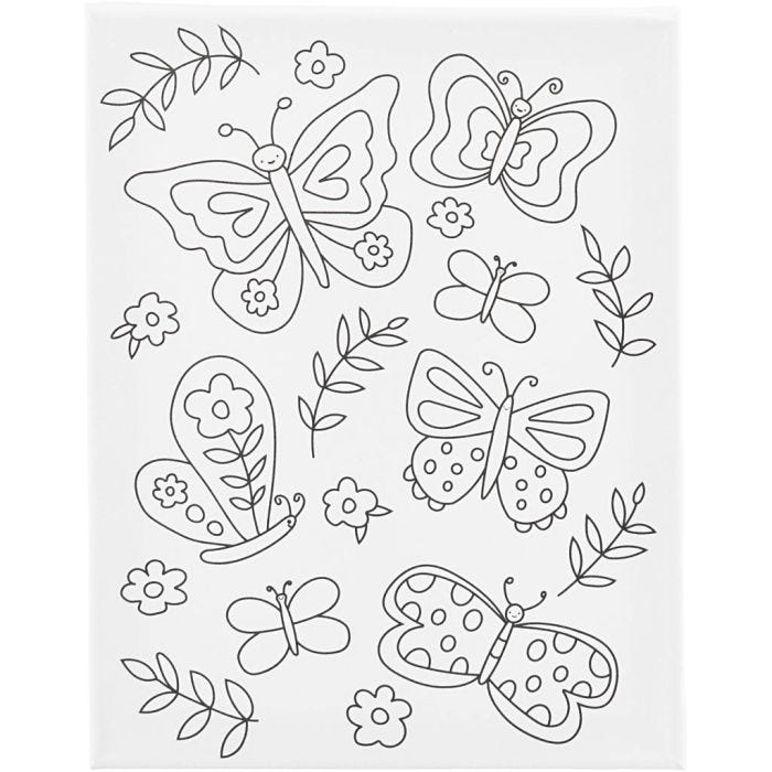 Lienzo de pintura estampado, Mariposas, P: 1,6 cm, medidas 24x30 cm, 360 gr, 1 ud