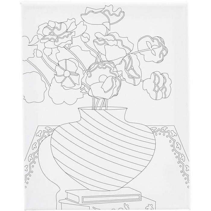 Lienzo de pintura estampado, Ramo en jarrón, P: 1,6 cm, medidas 24x30 cm, 360 gr, 1 ud