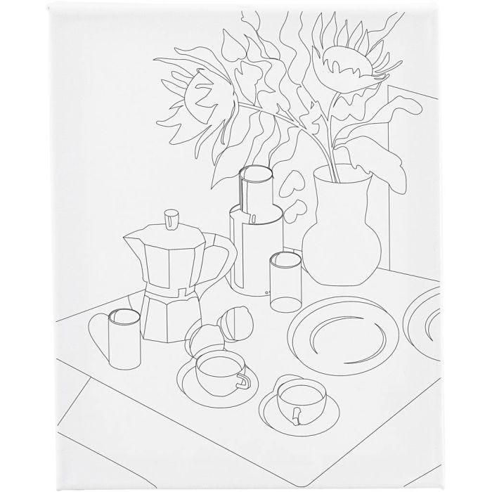 Lienzo de pintura estampado, Mesa de desayuno, P: 1,6 cm, medidas 24x30 cm, 360 gr, 1 ud