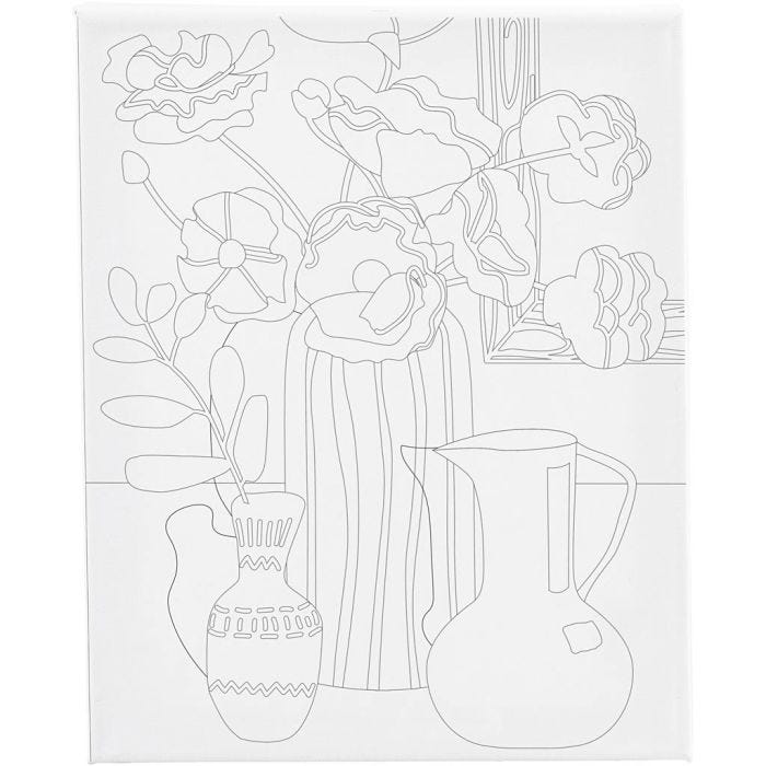Lienzo de pintura estampado, Bodegón floral, P: 1,6 cm, medidas 24x30 cm, 360 gr, 1 ud