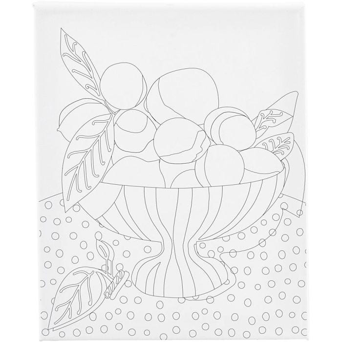 Lienzo de pintura estampado, Cuenco de fruta, P: 1,6 cm, medidas 24x30 cm, 360 gr, 1 ud