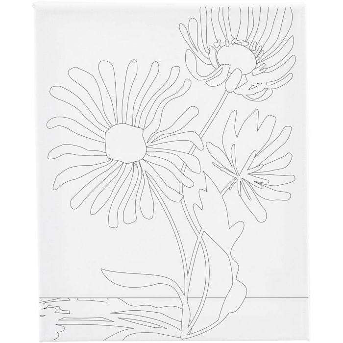Lienzo de pintura estampado, Flores grandes, P: 1,6 cm, medidas 24x30 cm, 360 gr, 1 ud