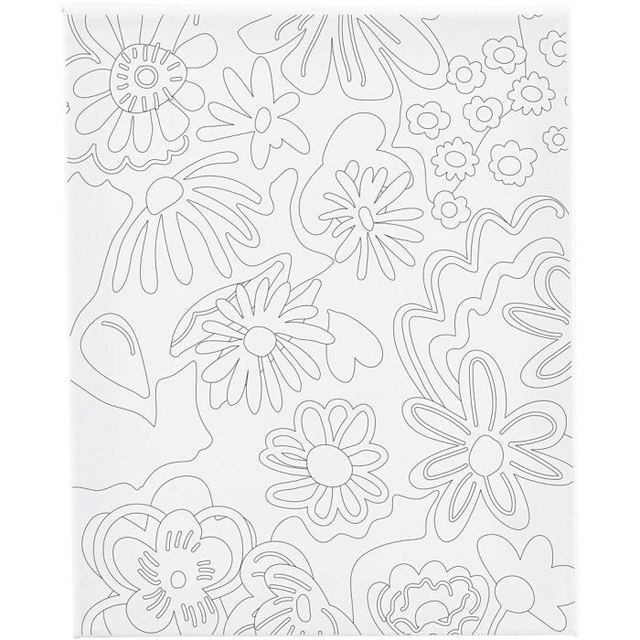 Lienzo de pintura estampado, Flores, P: 1,6 cm, medidas 24x30 cm, 360 gr, 1 ud